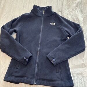 The North Face Women Crescent Full Zip Fleece Jacket black Heather gray  L